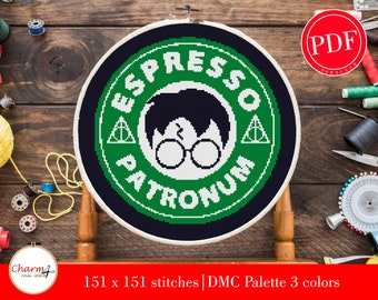 Wizard Movie Cross Stitch Pattern, Modern Magic Design (PDF Pattern)