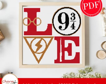 Wizard Love Cross Stitch Pattern, Modern Embroidery (PDF Pattern)