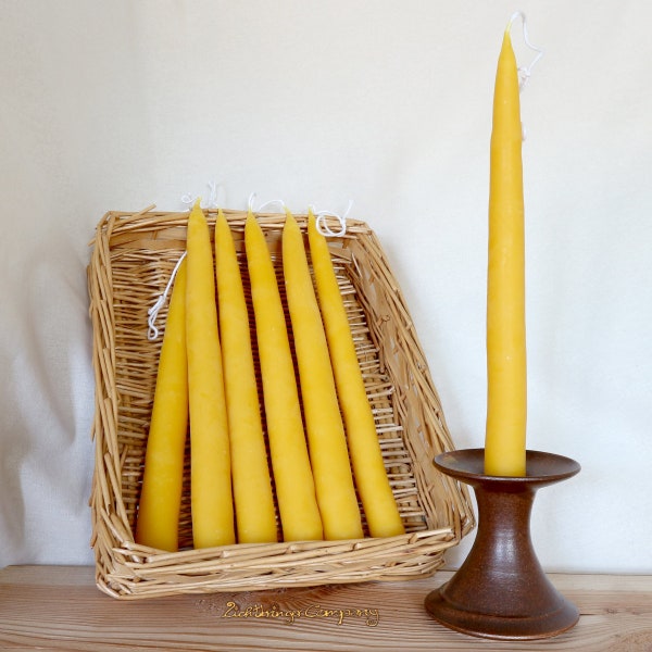 Bienenwachskerze handgezogen ø 2 cm - Stabkerze für klassische Kerzenständer - NATURREIN & FEIN