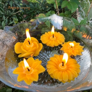 Natural floating candles for bathtub and garden pond - 100% beeswax