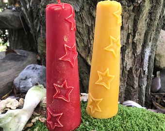 Festive beeswax candle with stardust - beekeeper's wax - NATURALLY PURE & FINE