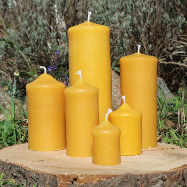 Piliers de bougies en CIRE D'ABEILLE en 6 tailles - CIRE D'Apiculture FAIT MAIN