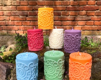 Spiral Energy! - Pillar candle with spiral - made from rapeseed wax - vegan & natural