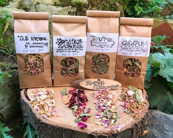 Blütentee – blumige Kräutertees ohne Aroma, naturbelassene Teemischungen mit Rosen, Tulsi & Lavendel