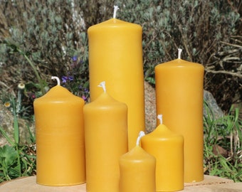 Piliers de bougies en CIRE D'ABEILLE en 6 tailles - CIRE D'Apiculture FAIT MAIN