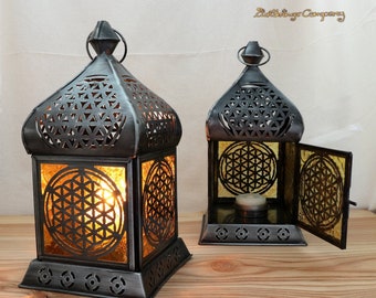 Oriental lantern with flower of life * patio light * lantern for cozy hours and good energy