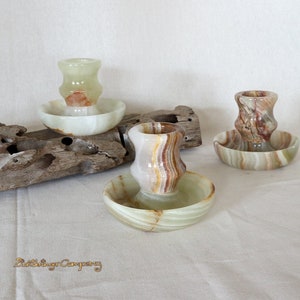 Noble candlestick made of onyx marble - beautiful lighting effects - candle holder made of natural stone