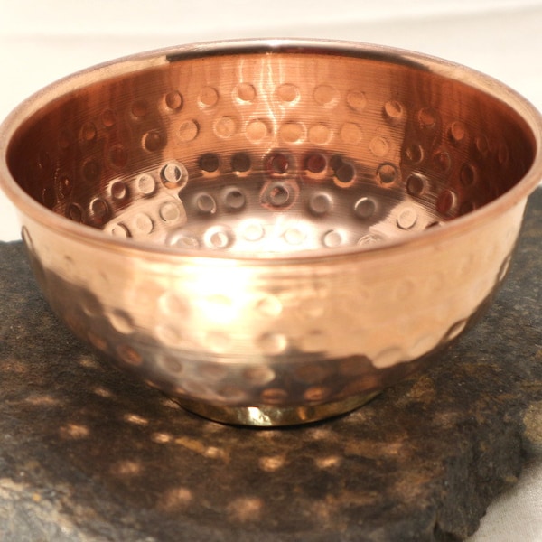 Copper incense bowl hammered - for smoked charcoal, incense cones & incense sticks