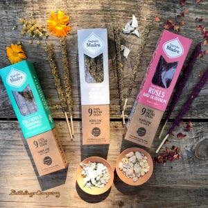 Rose White Sage Calendula Incense Sticks - Sagrada Madre Herbs Line - 9 Sticks *** Natural ingredients - finest fragrances ***