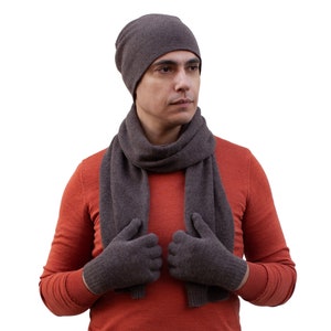 FRUGESS 100% Cashmere Beanie Hat, Scarf & Gloves Set Unisex