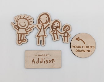 Your Child's Doodle Magnet - Keepsake, Family Portrait, Grandparent Gift, Artwork Magnet, Self Portrait, Magnet for Kids Drawing, Display