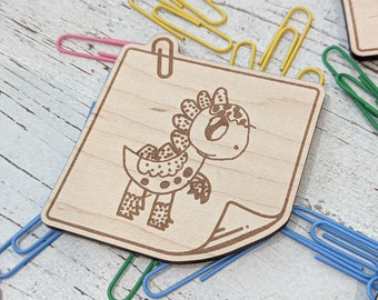 Your Child's Doodle Sticky Note Magnet - Keepsake, Kid's Handwriting, Drawing, Artwork, Personalized Name, Grandparent Gift, Wood Engraved