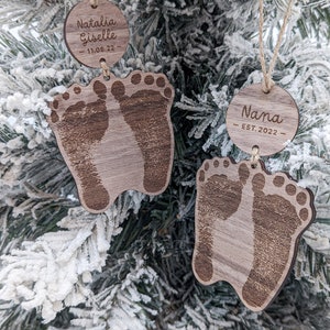 Baby Footprint Ornament Actual Footprint Size, Personalized Newborn Keepsake, Babys First Christmas Ornament, Grandparent Gift image 9