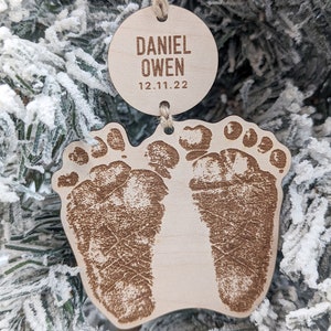 Baby Footprint Ornament Actual Footprint Size, Personalized Newborn Keepsake, Babys First Christmas Ornament, Grandparent Gift image 4