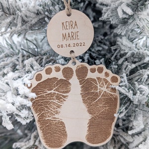 Baby Footprint Ornament Actual Footprint Size, Personalized Newborn Keepsake, Babys First Christmas Ornament, Grandparent Gift image 8
