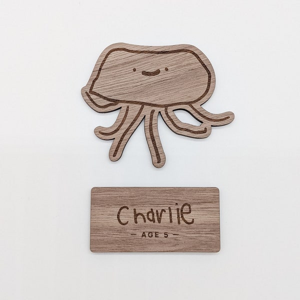 Your Child's Drawing Magnet - Keepsake, Kid's Handwriting, Doodle, Artwork, Personalized Name, Grandparent Gift, Gift for Her, Wood Engraved
