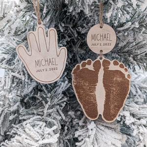 Baby Footprint Ornament Actual Footprint Size, Personalized Newborn Keepsake, Babys First Christmas Ornament, Grandparent Gift image 10