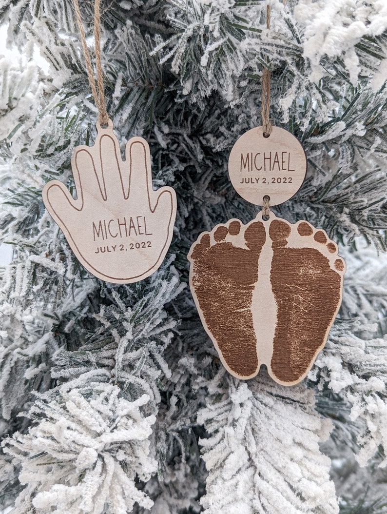 Baby Footprint Ornament Actual Footprint Size, Personalized Newborn Keepsake, Babys First Christmas Ornament, Grandparent Gift image 10