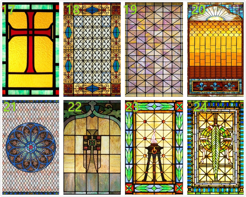 Custom Size Stained Glass Window Film Frosted Privacy Static Etsy