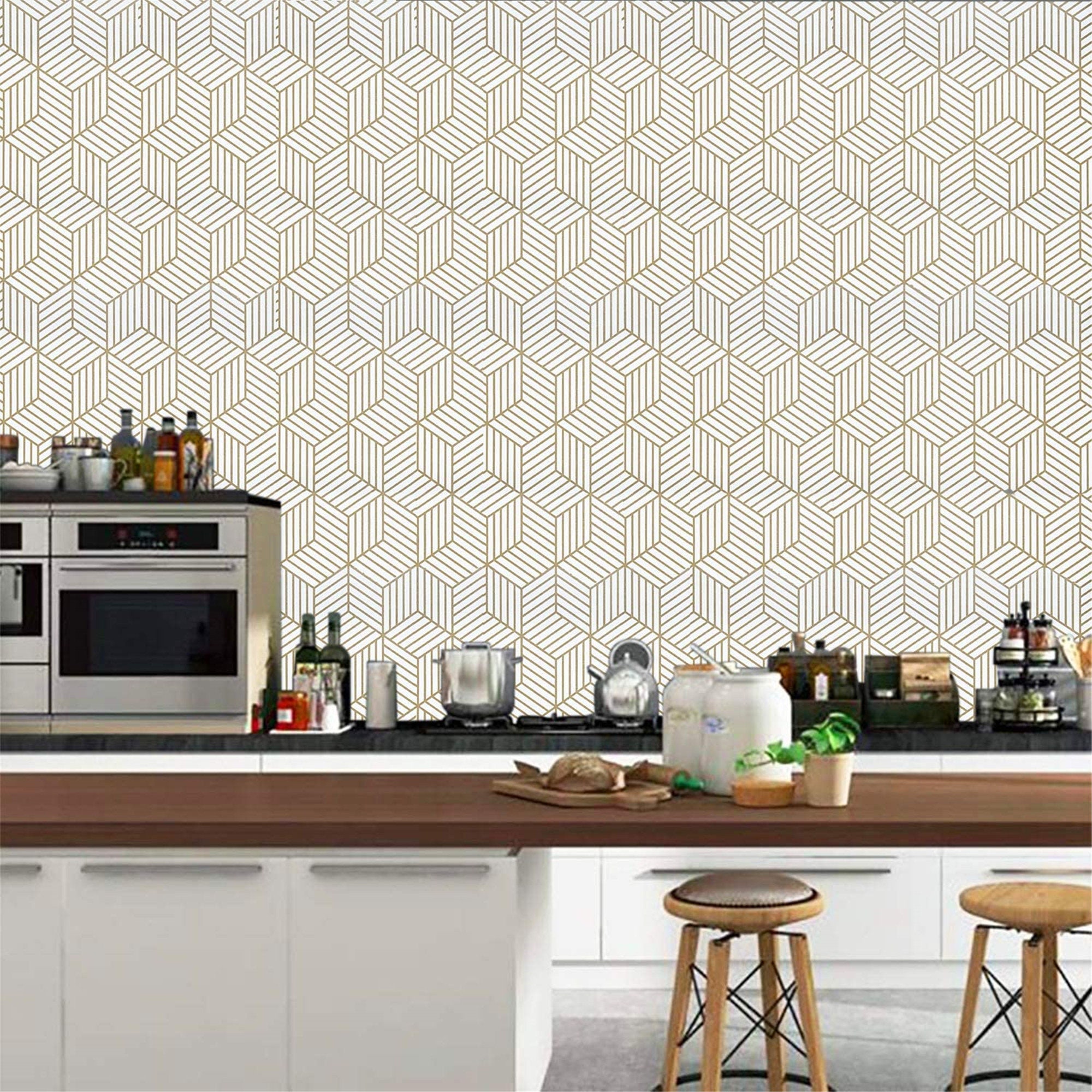 Peel and Stick Wallpaper Gold Stripes Wallpaper Luxury Paper Etsy