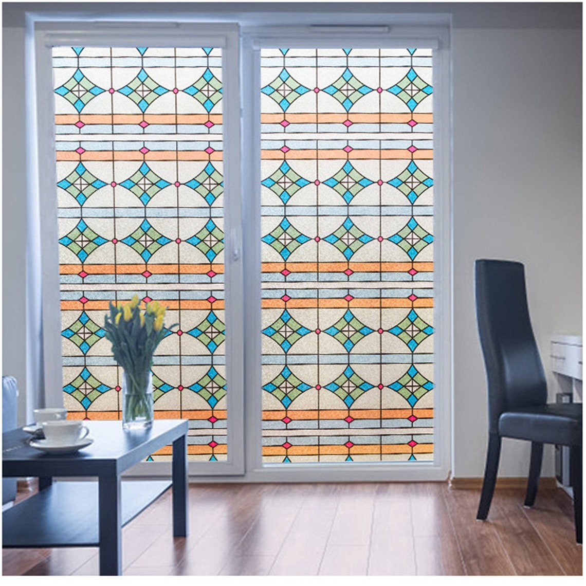 Privacy Window Film Self Adhesive Noglue 3D Static Stained Etsy