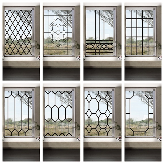 Glas Fensterfolie Transparent Glas Aufkleber Statisches Cling Iron Style  Schwarz Linie Büro Tür Home Decor -  Österreich