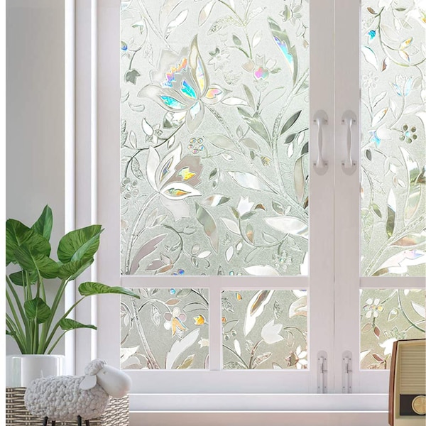 3D Privacy Window Film Self-adhesive Decorative Static Film Frosted Vinyl Film Heat Control Anti UV Glass Window Sticker