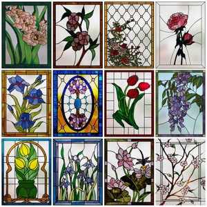 Window Film Frosted Stained Glass Films Customized Art Design Flower Rose Static Cling Sticker,Home Decor Foil Window Treatment