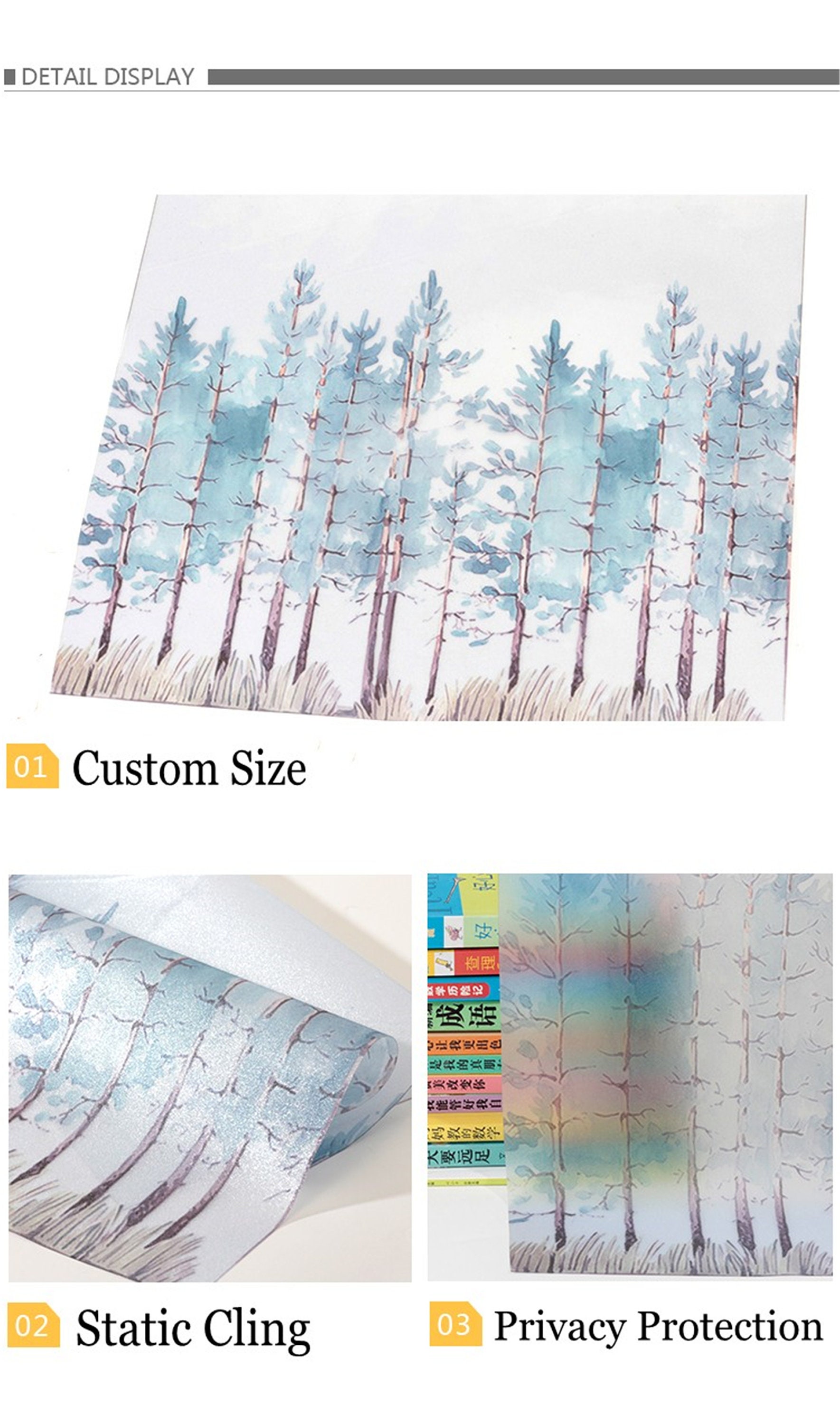 Custom Size Static Cling Window Film Forest Decorative Private Etsy