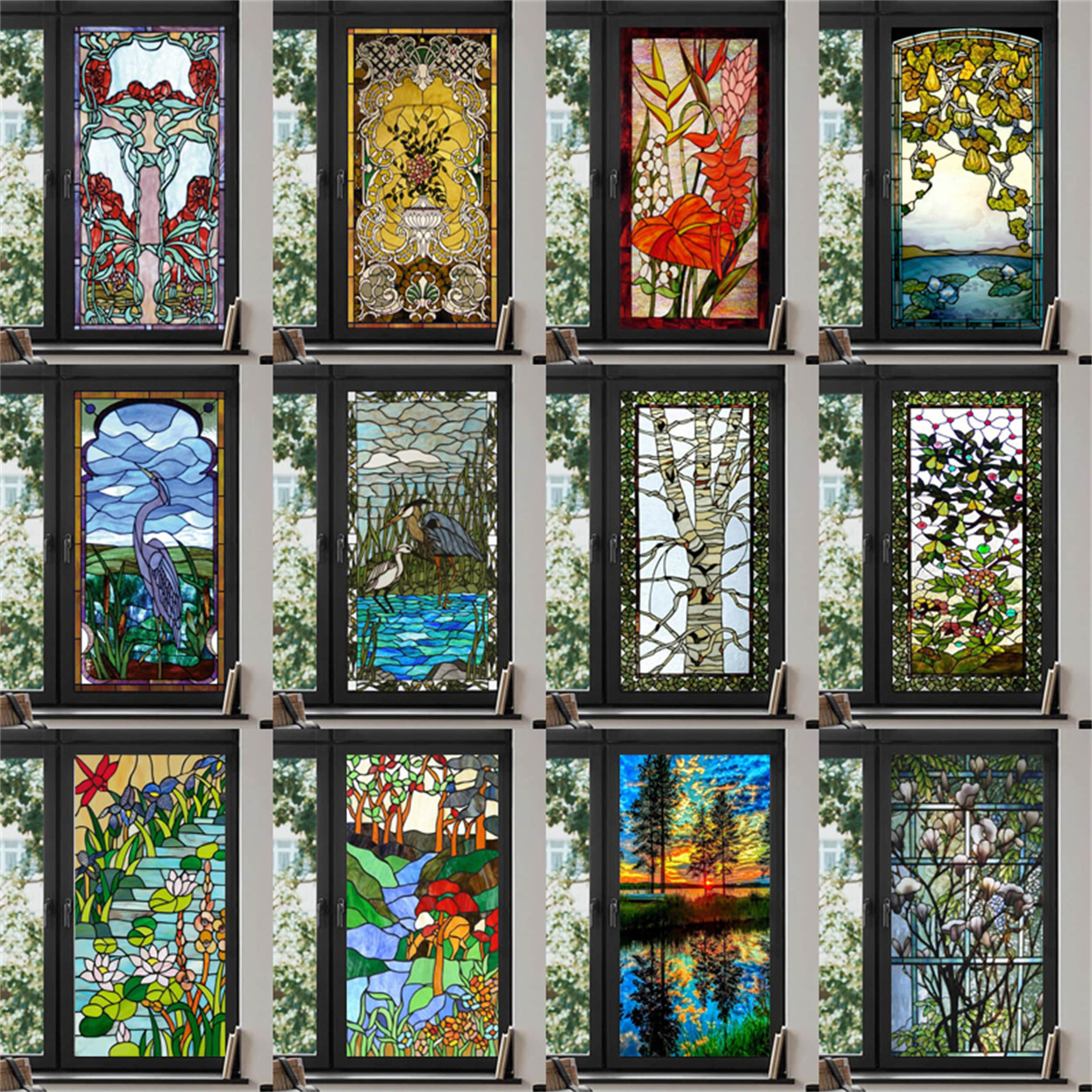 Custom Size Stained Glass Window Film Electrostatic Heat-proof