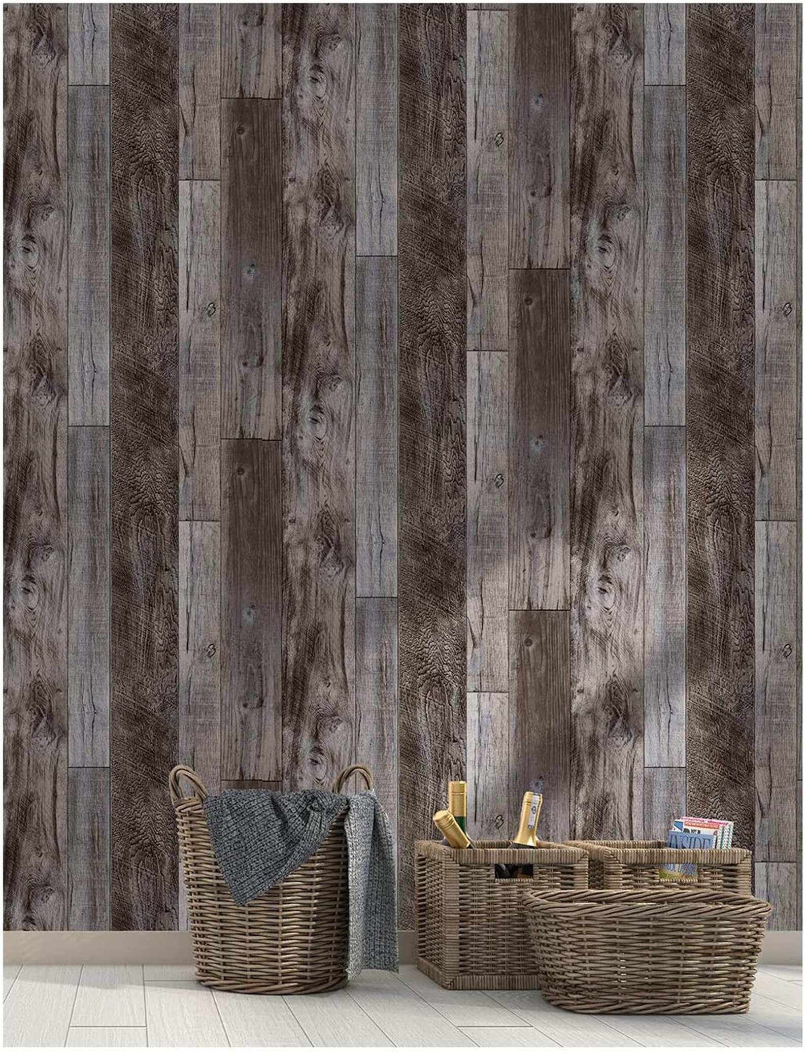 Peel and Stick Wood Plank Wallpaper Shiplap Grey Vinyl Self Etsy