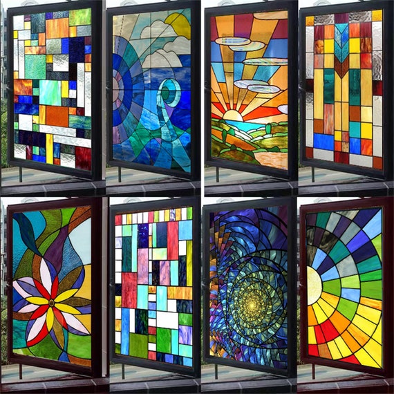 Retro Church Painting Art Window Privacy Film Stained Glass Home
