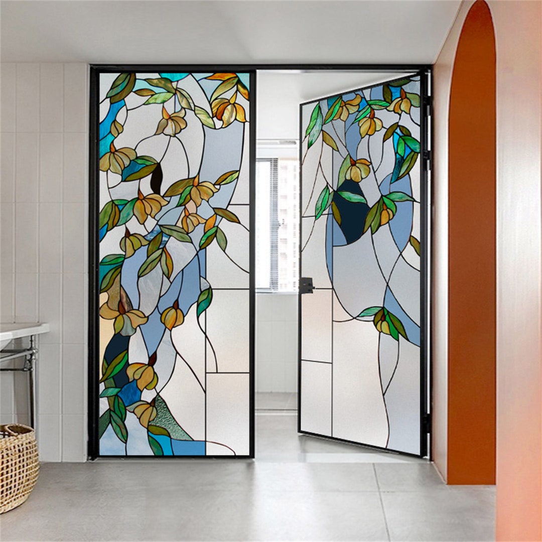 Stained Glass Vinyl Window Stickers Frosted Surface Bedroom Bathroom ...