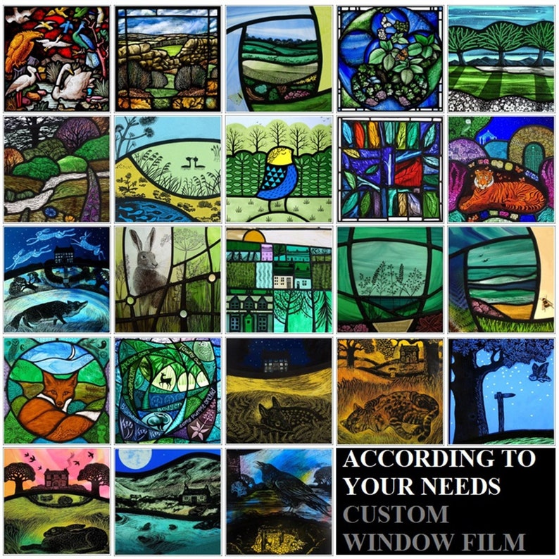 Custom Size Stained Glass Window Film Retro Church Painted Etsy