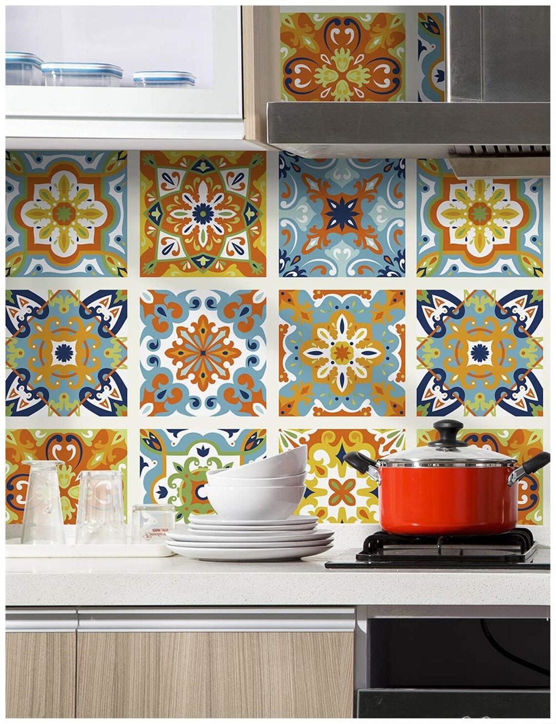 Thick Peel and Stick Tile Moroccan Tile Pattern Wallpaper | Etsy