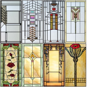 Custom Size Stained Glass Window Film Frosted Privacy Static Cling Retro Geometry Stickers Shower Bathroom Office Home