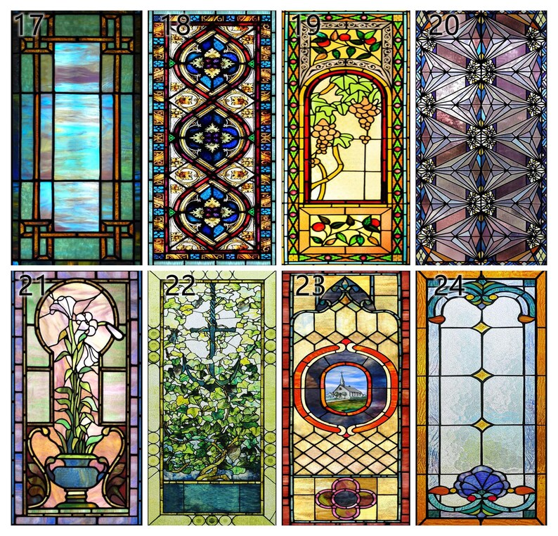 Custom Size Window Film Stained Glass Stickers Static Cling Etsy