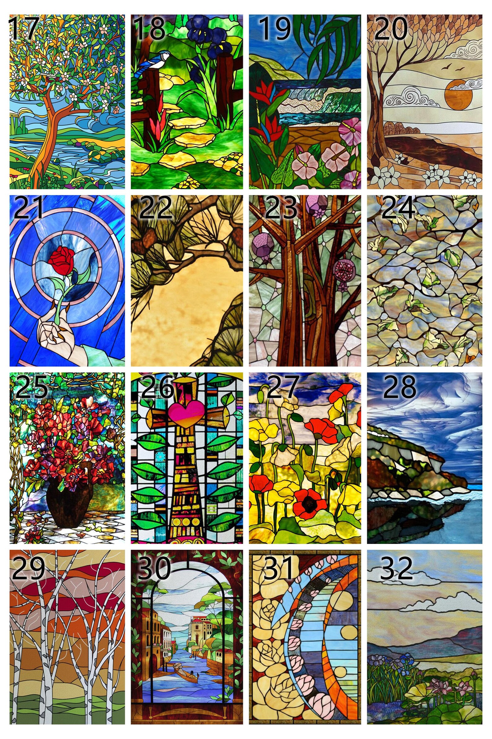 Custom Size Glass Filmsstained Glass Stickers Static Cling Etsy