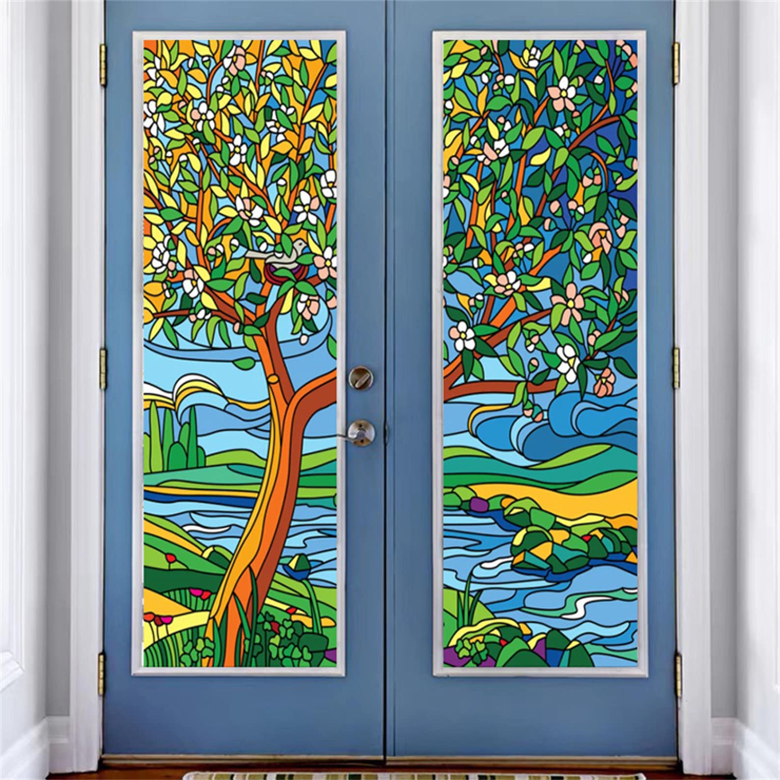 Custom Size Glass Filmsstained Glass Stickers Static Cling Etsy