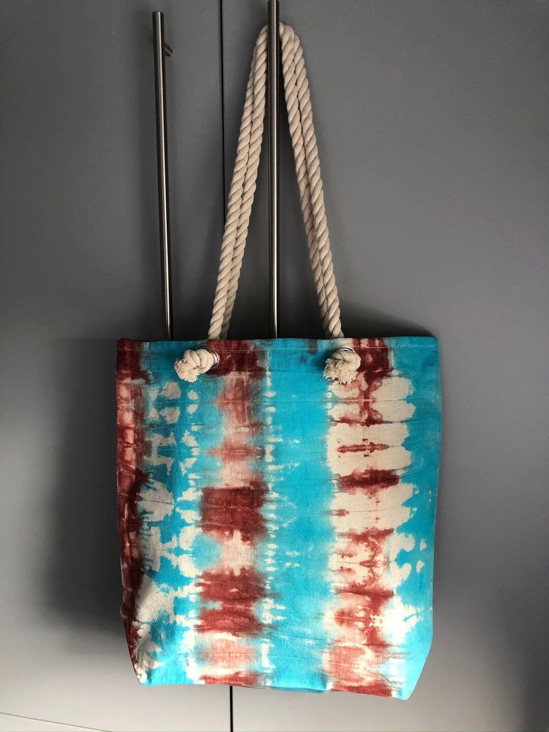 Hand Tie Dyed Canvas Tote Bag, Tie Dye Shoulder Bag, Tie Dye Beach Bag