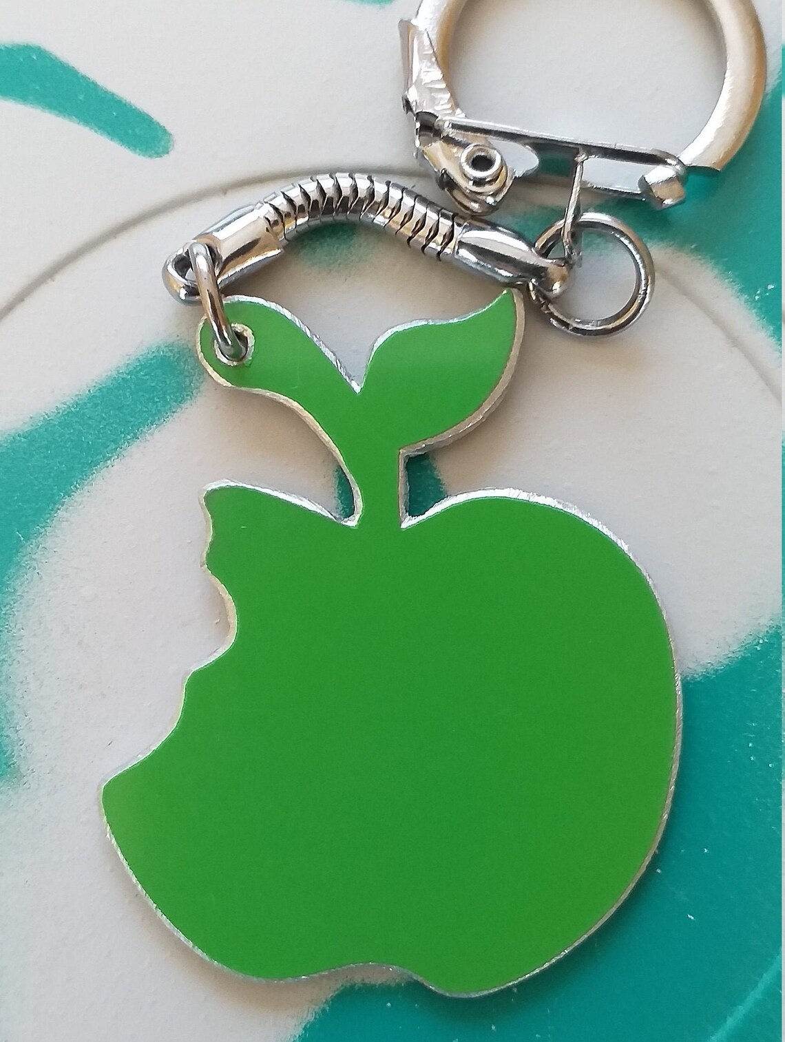 Recycled Aluminum Apple Key Ring Cut and Engraved by Hand Etsy