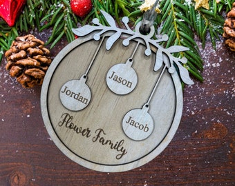 Personalised Christmas ornament , personalised family bauble, timber Christmas decoration