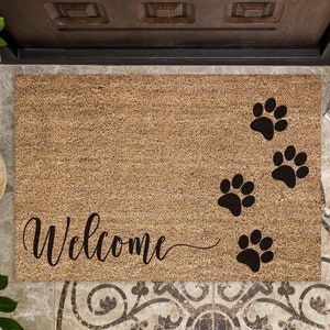 Welcome with paw prints Doormat ,welcome mat,housewarming gift
