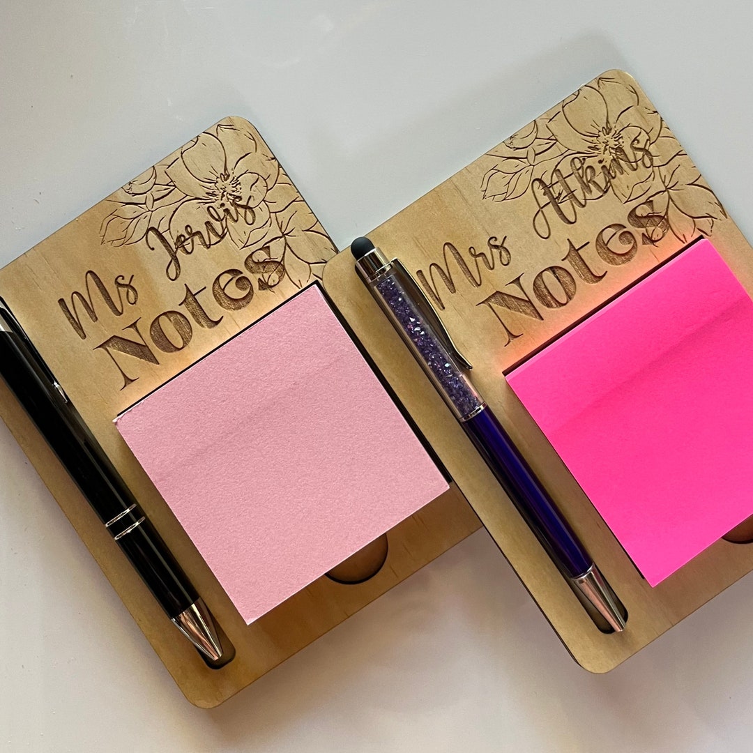 Personalised Sticky Note Holder With Penteachers Giftsecret Etsy