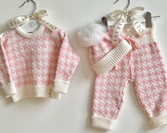 Ensemble en laine pour bébé - Ensemble en tricot pour bébé - Pantalon bébé fille - Pantalon en tricot pour bébé - Costume d'hiver pour bébé - Accessoires pour bébé - Pull bébé fille - Eletto baby