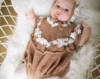 Ensemble nouveau-né fille - barboteuse bébé gardienne - barboteuse et chapeau - ensemble bébé fille - barboteuse bébé fille - ensemble d'accessoires photo - accessoires de gardienne - chapeau bébé fille