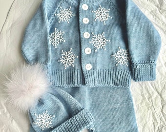 Ensemble en laine pour bébé - Ensemble en tricot pour bébé - Pantalon bébé garçon - Pantalon en tricot pour bébé - Costume d'hiver pour bébé - Accessoires pour bébé - Veste bébé garçon - Eletto baby