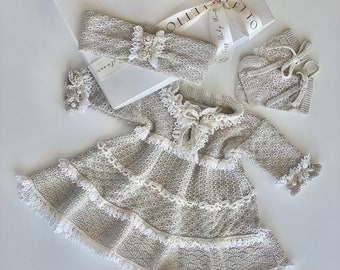 Robe de bébé fille - Robe de fille gardienne - Robe de fille tricotée - Accessoires photo pour bébé - Bébé gardien - Fille gardienne - Robe de bébé de vacances - Déguisement