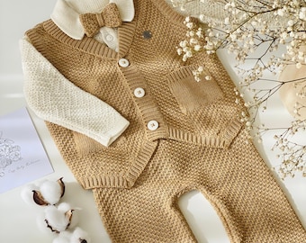 Vêtements bébé garçon - Gilet bébé en tricot - Costume bébé garçon - Costume bébé en tricot - Déguisement bébé garçon - Tenue bébé garçon - Tenue en tricot bébé - Eletto baby