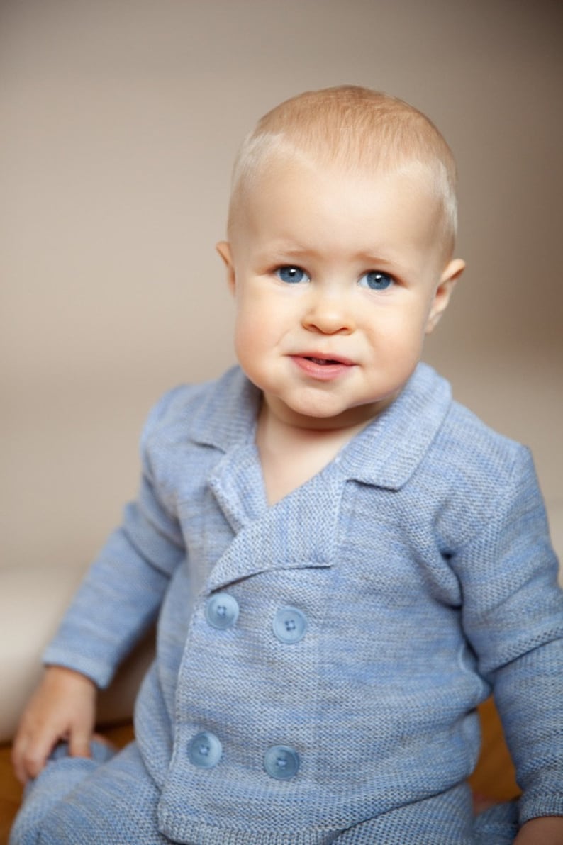 Knitted Baby Suit Wool Baby Set Boy Jacket and Pants Etsy